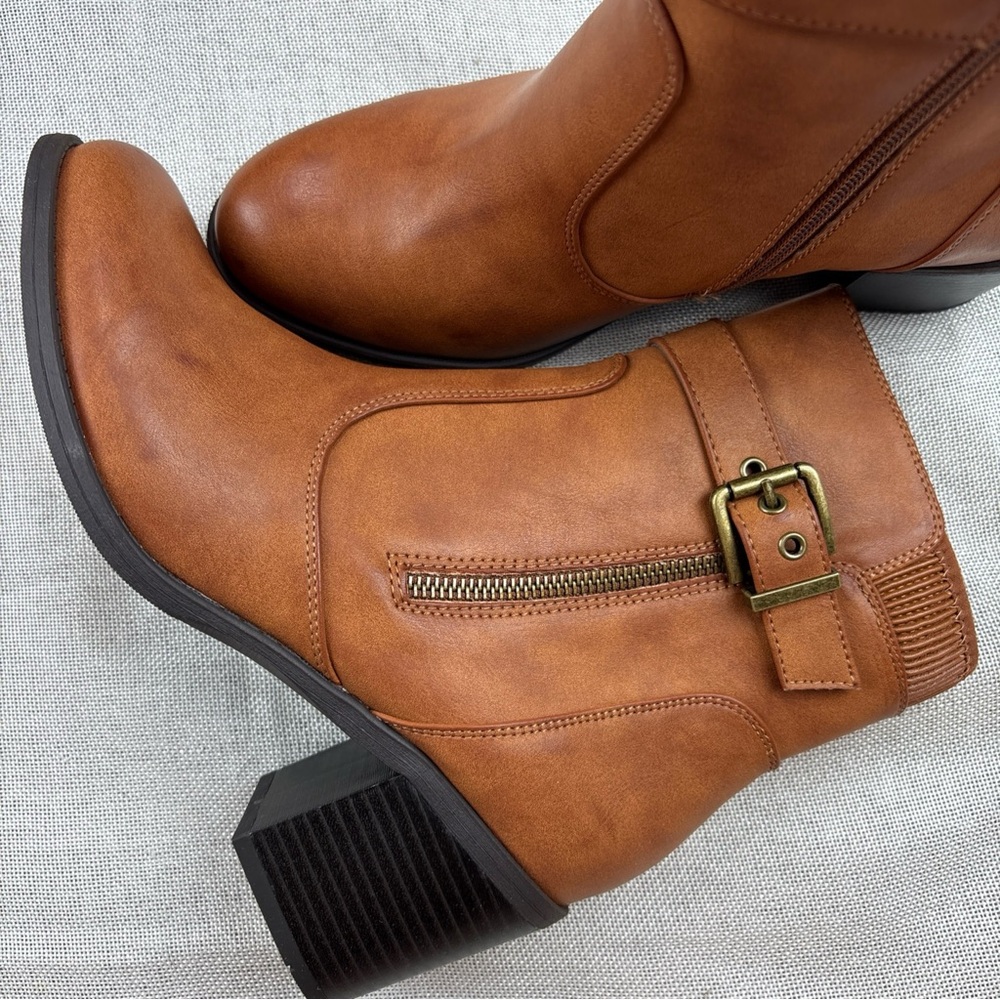 White Mountain Women's Brown Dark Tan Dessert Zipper Booties Shoe Size 9.5